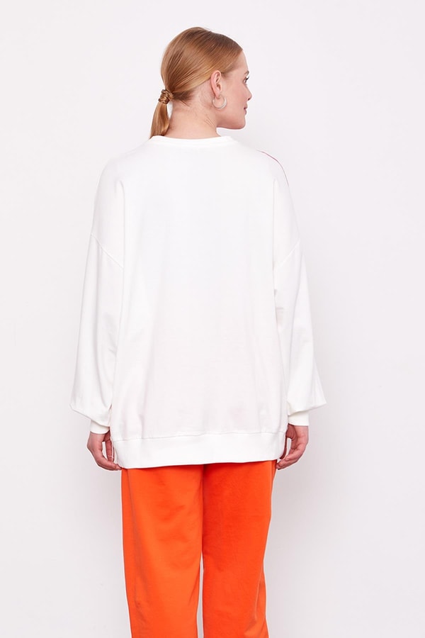 LevidorOranj Omuz Detaylı Sweat