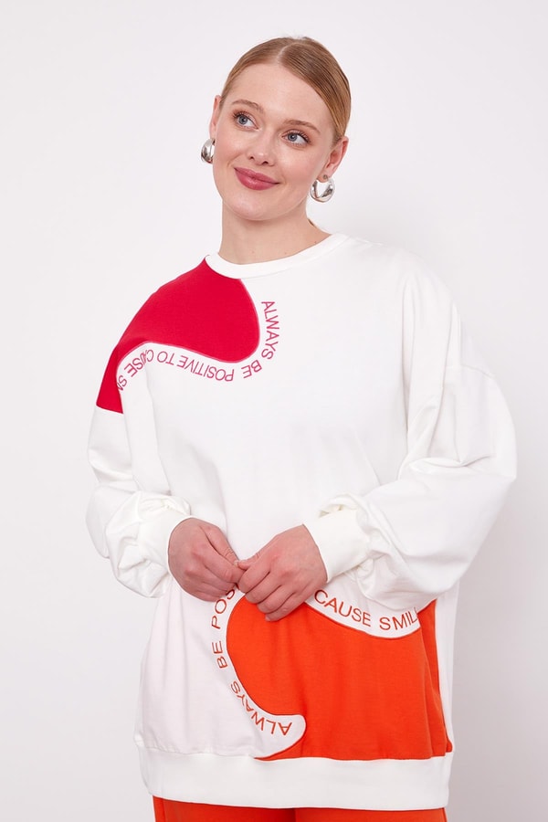 LevidorOranj Omuz Detaylı Sweat