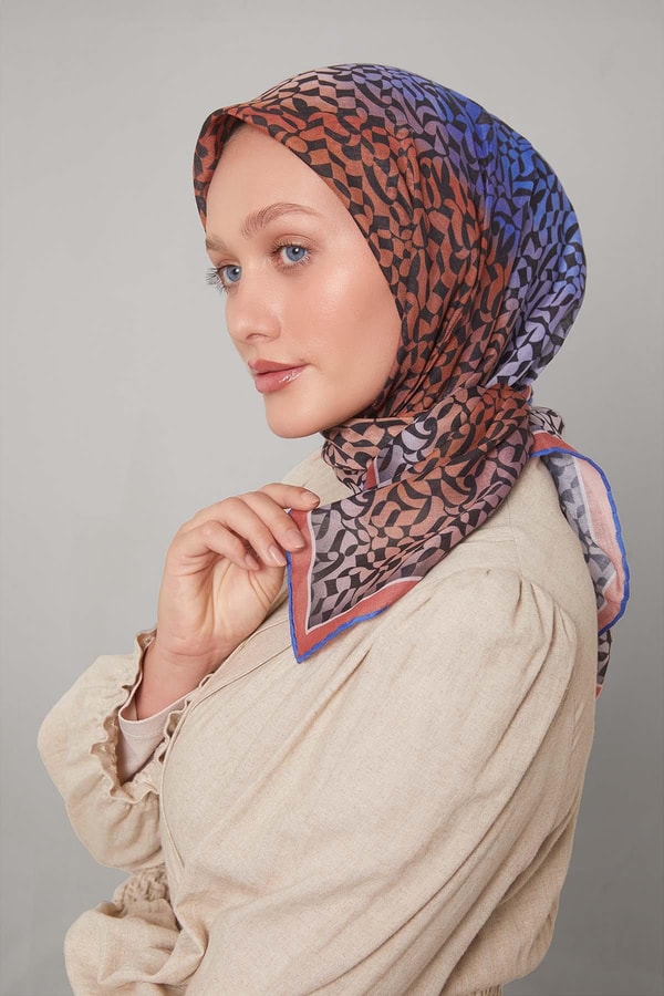 LevidorOranj Renk Geçişli Desen Soft Eşarp