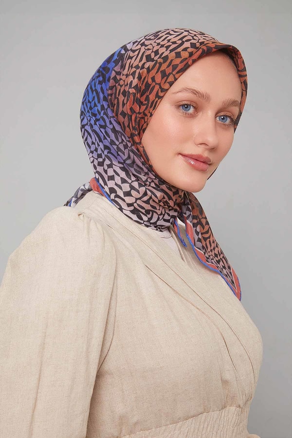 LevidorOranj Renk Geçişli Desen Soft Eşarp
