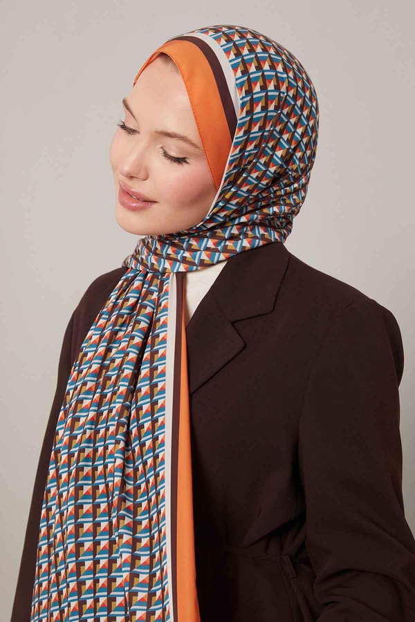 LevidorOranj Üç Boyut Desen Club Şal