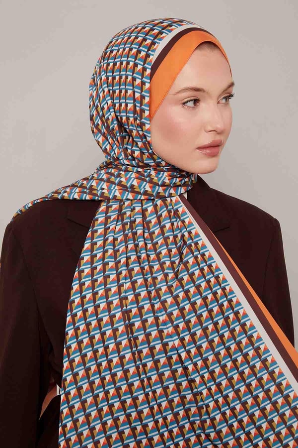 LevidorOranj Üç Boyut Desen Club Şal