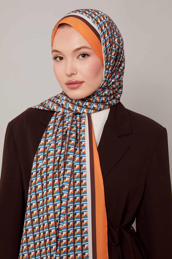 LevidorOranj Üç Boyut Desen Club Şal
