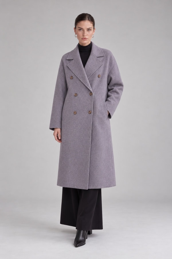 LevidorOversize Astarsız Kaşe Kaban Gri