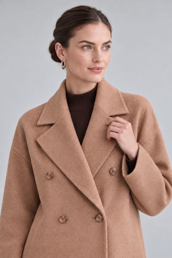LevidorOversize Astarsız Kaşe Kaban Toprak