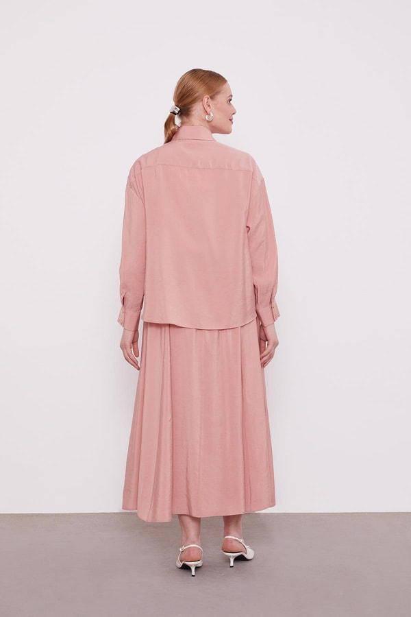 LevidorPembe Cep Boncuk Papatya Detaylı Etek Takım