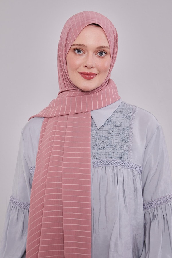 LevidorPembe Çizgili Cazz Şal