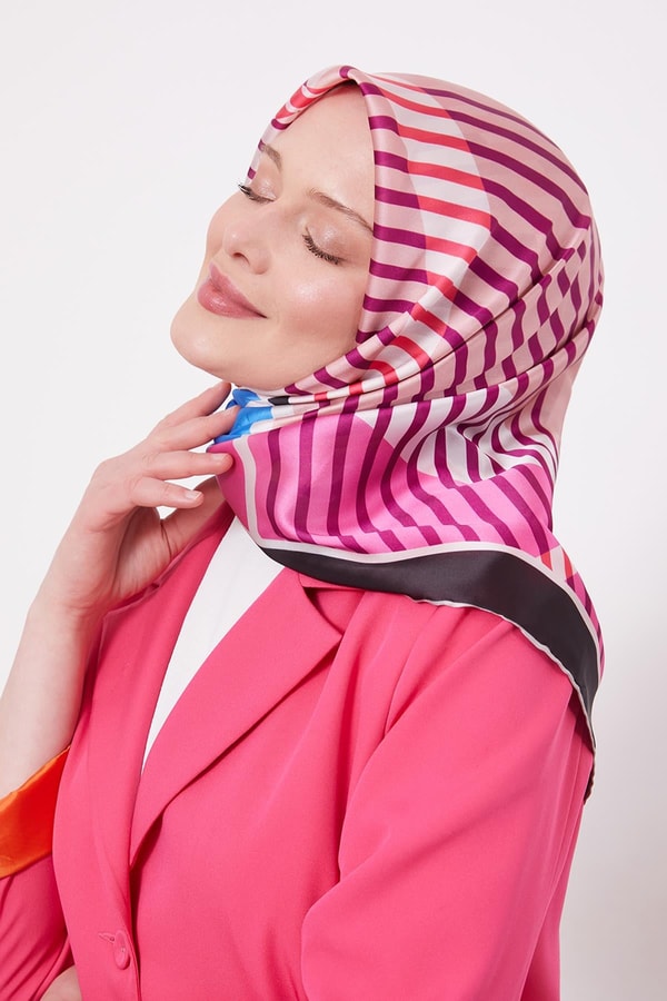 LevidorPembe Çizgili Cool Eşarp