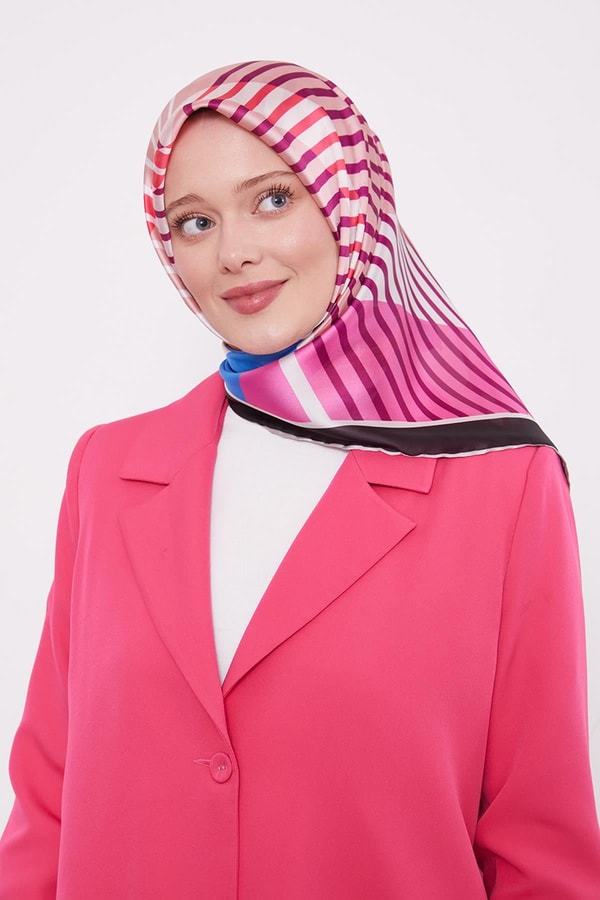 LevidorPembe Çizgili Cool Eşarp