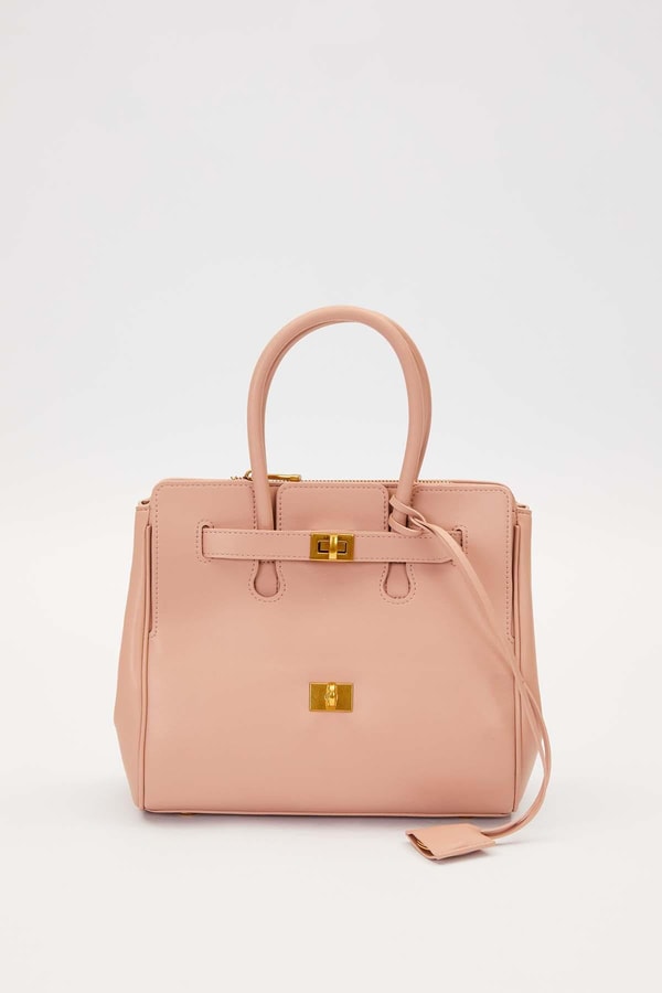 LevidorPembe Deri Aksesuar Detaylı El Çantası