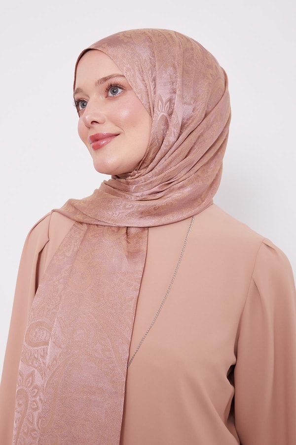 LevidorPembe Etnik Desen İtalyan Jakar Şal