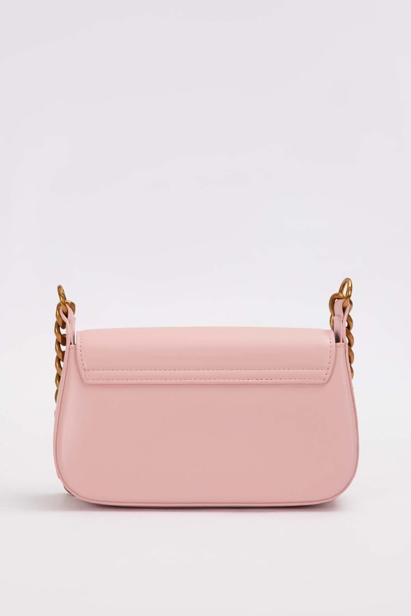 LevidorPembe Geniş Zincir Aksesuarlı Omuz Çantası