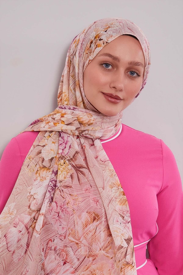 LevidorPembe Güllü Desen Pamuk Şal
