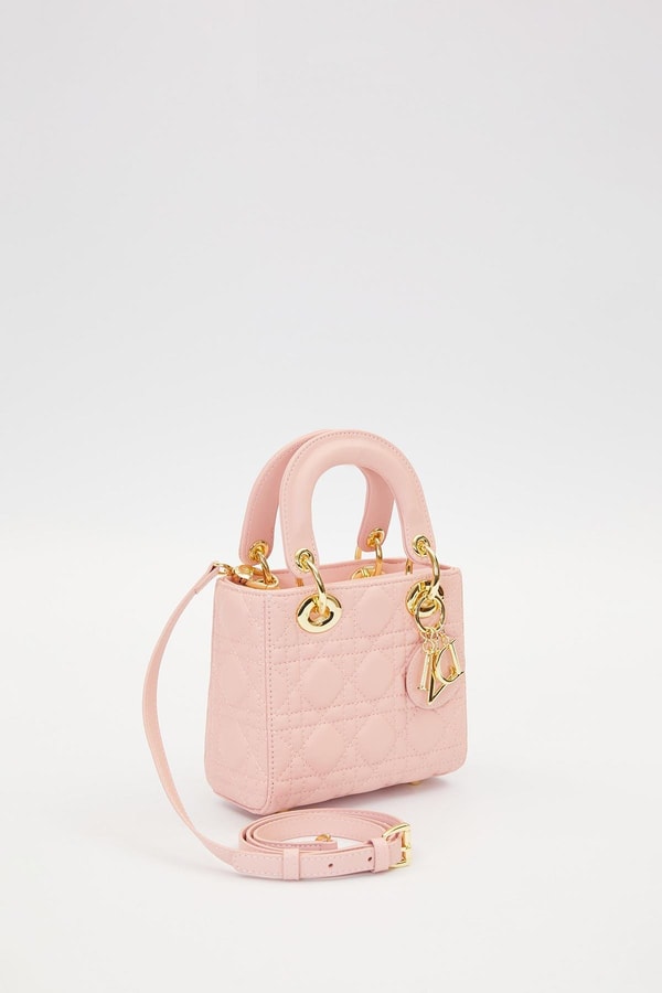 LevidorPembe Kare Gold Zincir Detaylı El Çantası