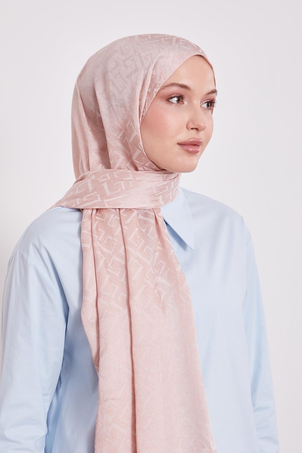 LevidorPembe L Desen İtalyan Jakar Şal