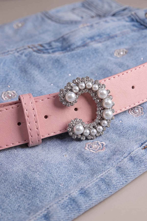 LevidorPEMBE NAKIŞ DETAYLI KOT PANTOLON