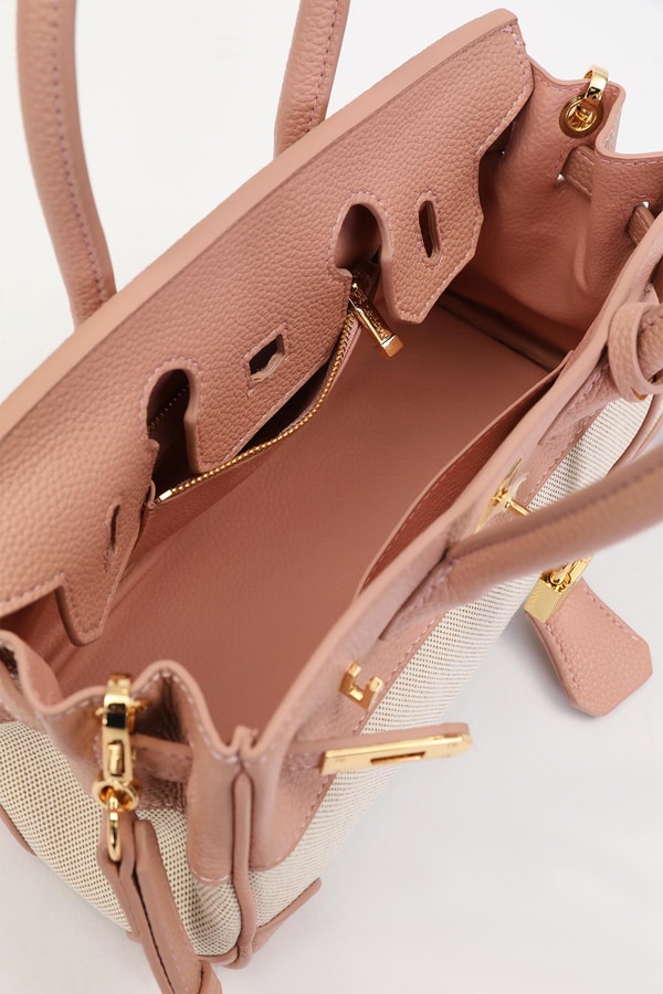 LevidorPembe Oval Kilit Detay El Çantası