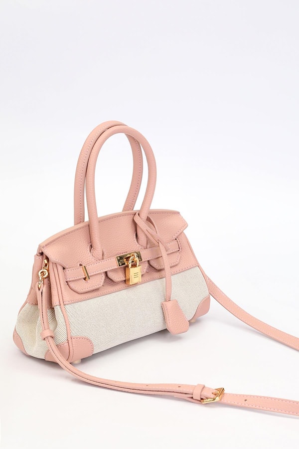 LevidorPembe Oval Kilit Detay El Çantası