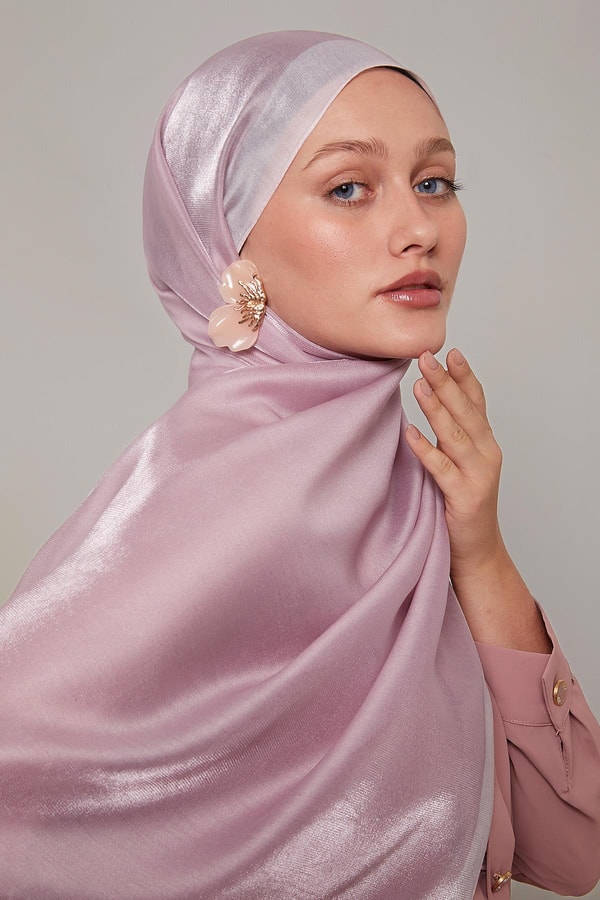 LevidorPembe Şerit Desen Kehribar Şal