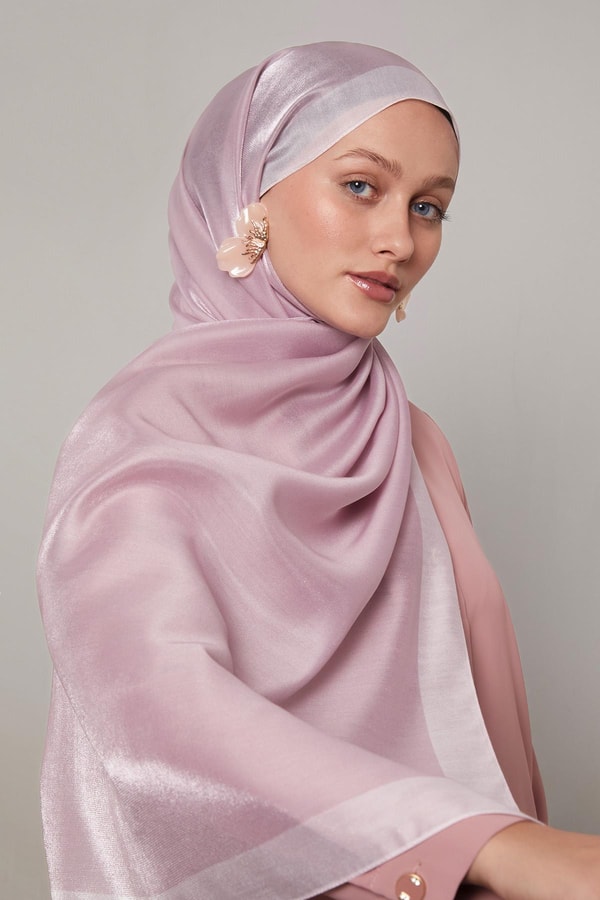 LevidorPembe Şerit Desen Kehribar Şal