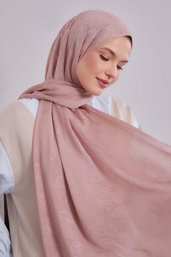 LevidorPembe Soyut Lale Desen Jakar Capri Şal