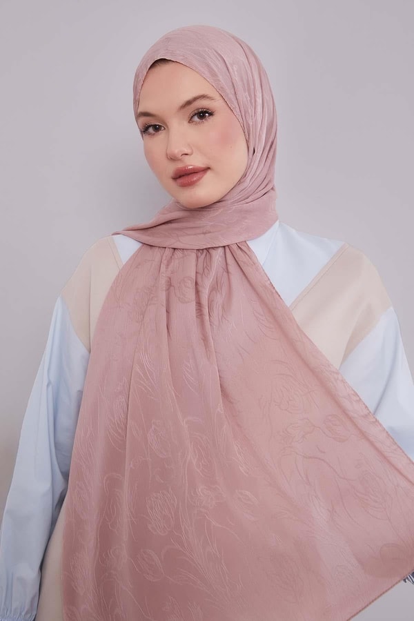 LevidorPembe Soyut Lale Desen Jakar Capri Şal