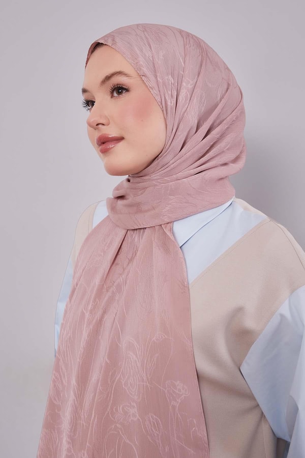 LevidorPembe Soyut Lale Desen Jakar Capri Şal