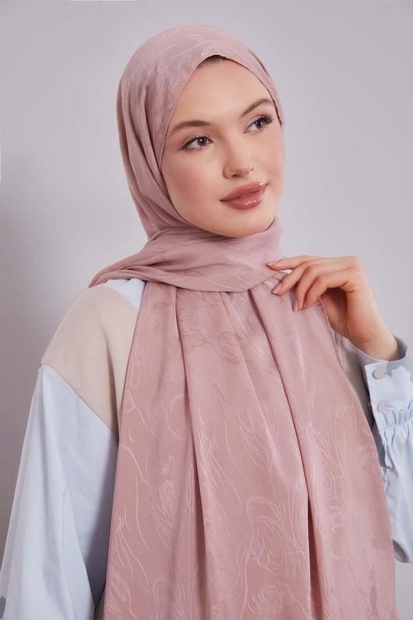 LevidorPembe Soyut Lale Desen Jakar Capri Şal