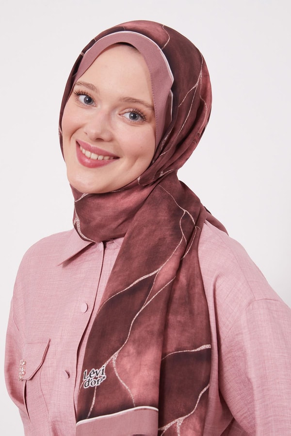 LevidorPembe Varak Desen Moda Şal