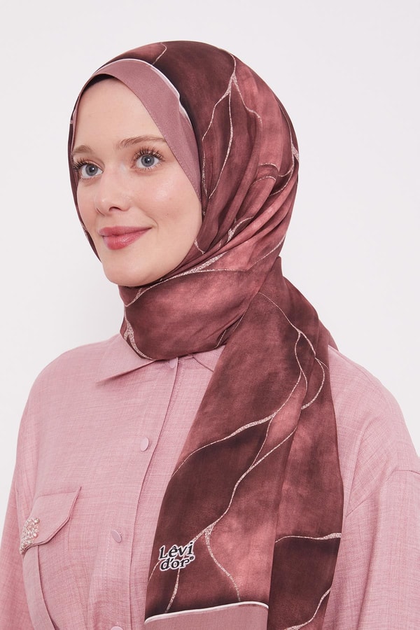 LevidorPembe Varak Desen Moda Şal