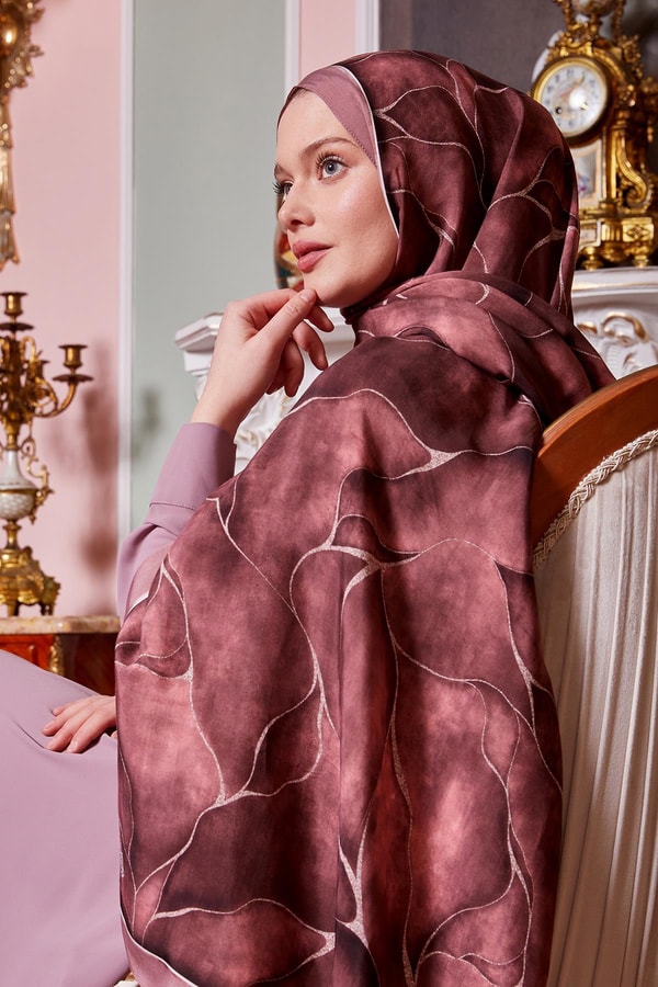 LevidorPembe Varak Desen Royal Şal