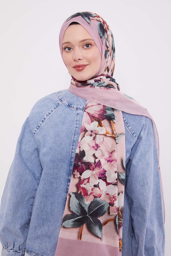 LevidorPembe Zigzag Pamuklu Şal