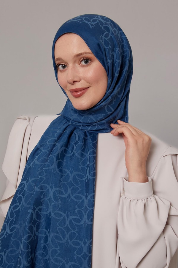 LevidorPetrol Mavi Geometrik Desen Grazia Şal