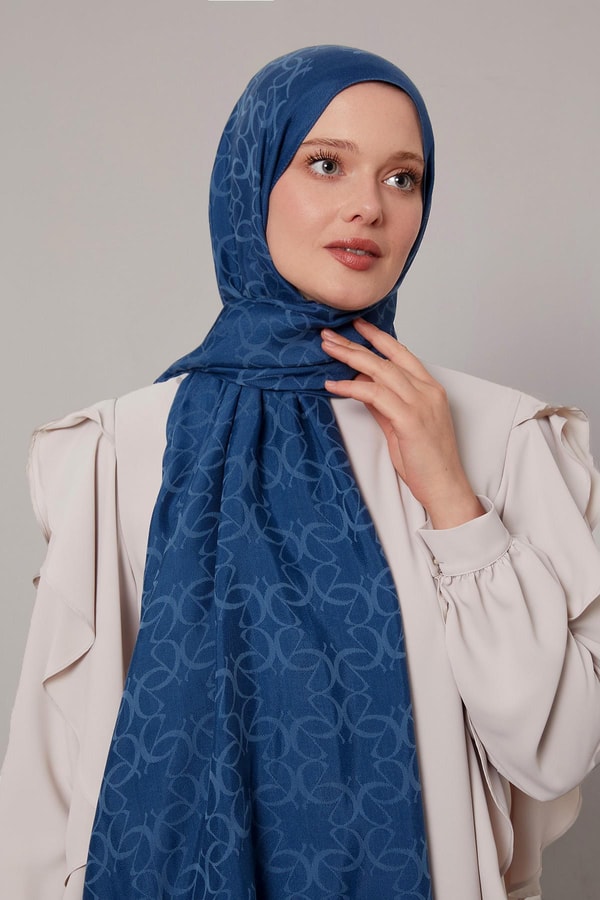 LevidorPetrol Mavi Geometrik Desen Grazia Şal