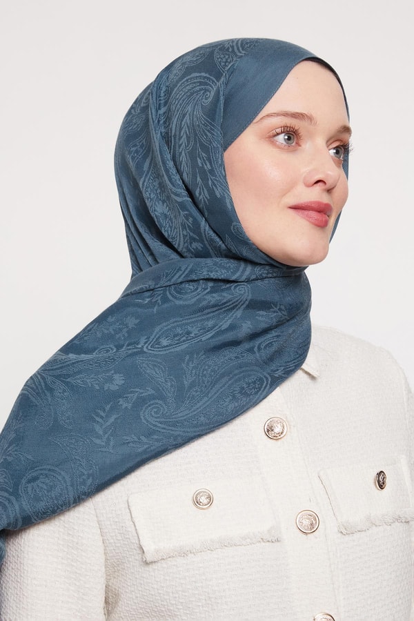 LevidorPetrol Mavi Hint Desen Grazia Şal