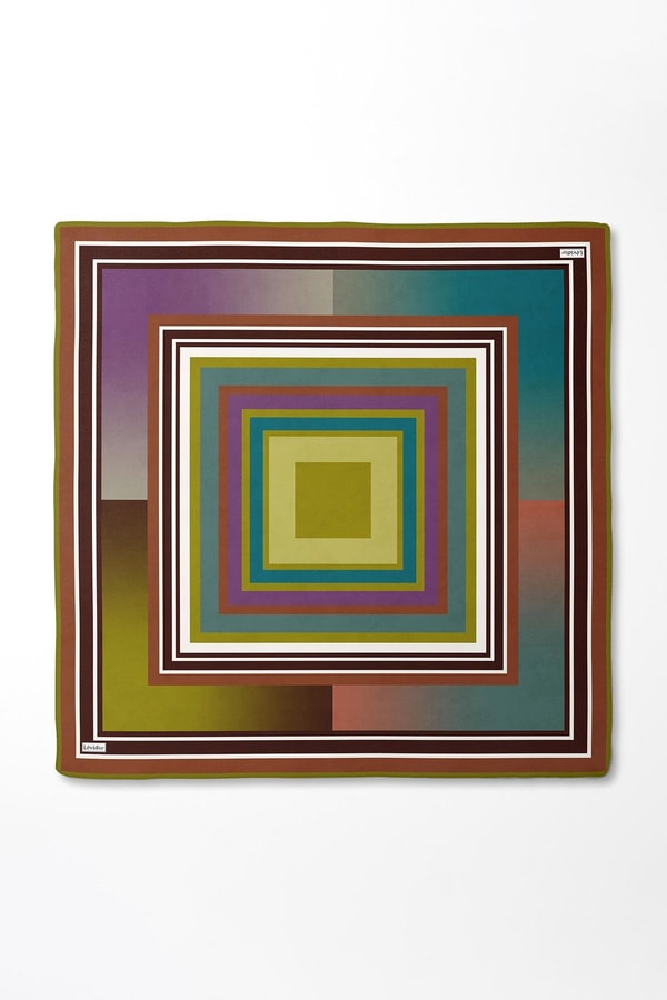 LevidorPetrol Mavi Kare Desen Twill İpek Eşarp