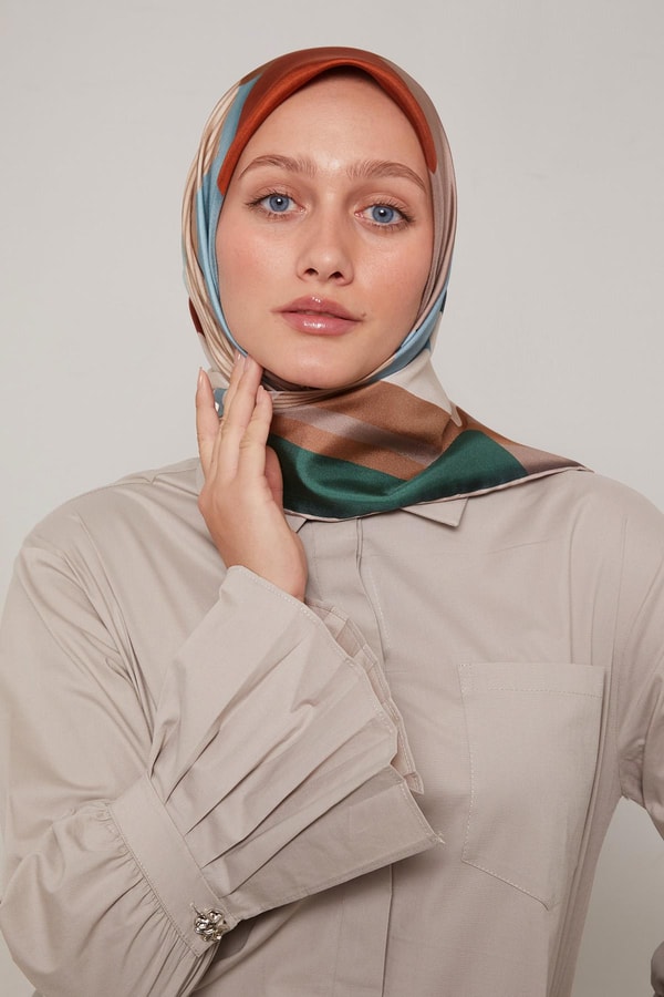 LevidorPetrol Mavisi Twill Saf İpek Eşarp