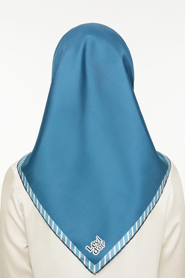 LevidorPetrol Mavisi Twill Saf İpek Eşarp