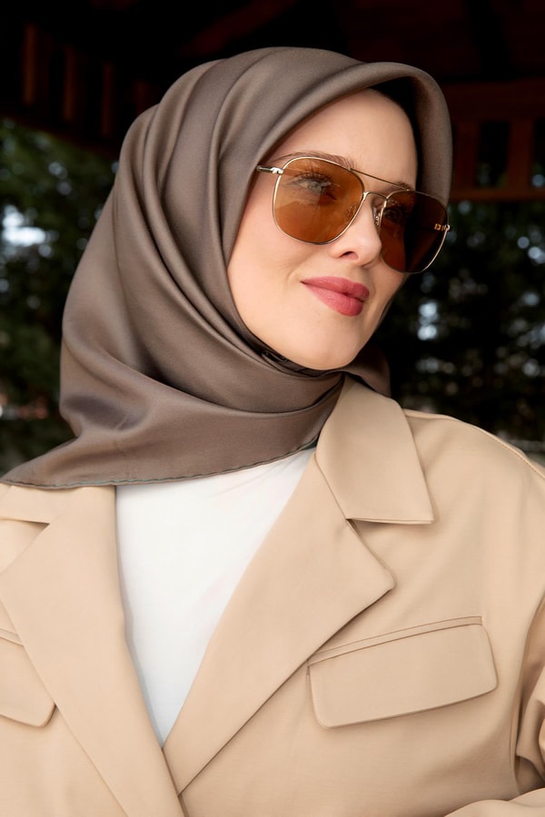 LevidorPetrol Yeşili Çift Taraflı Twill İpek Eşarp