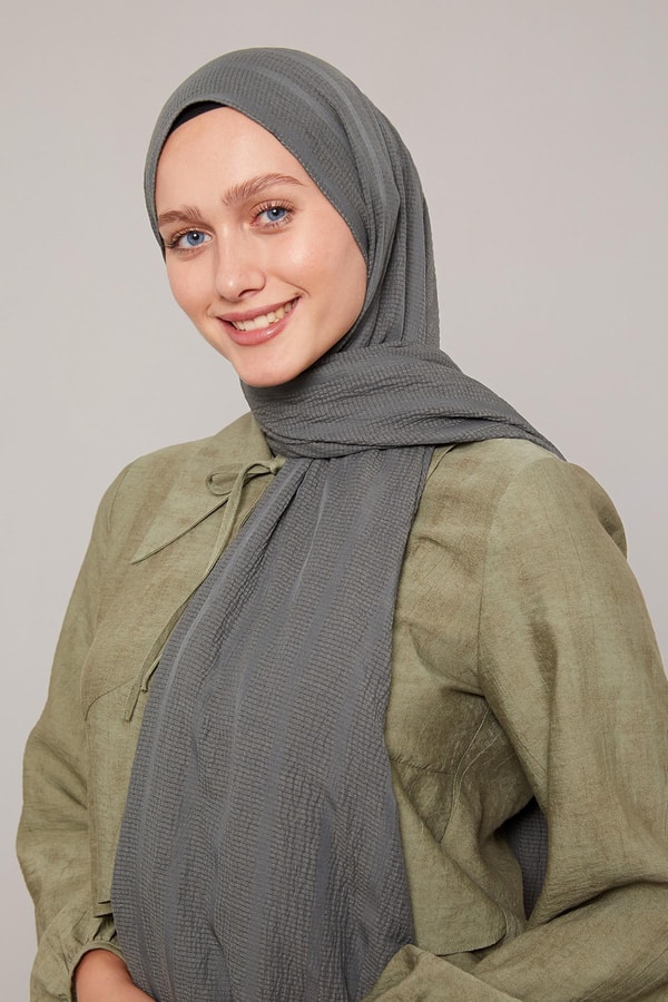 LevidorPetrol Yeşili Kendinden Dokulu Natural Line Şal