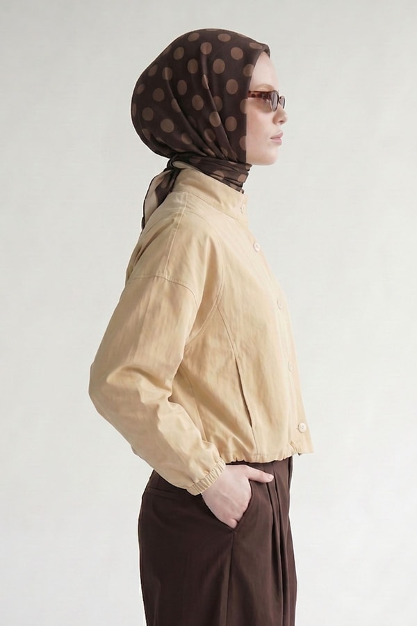 LevidorPuantiyeli Twill İpek Eşarp Acı Kahve