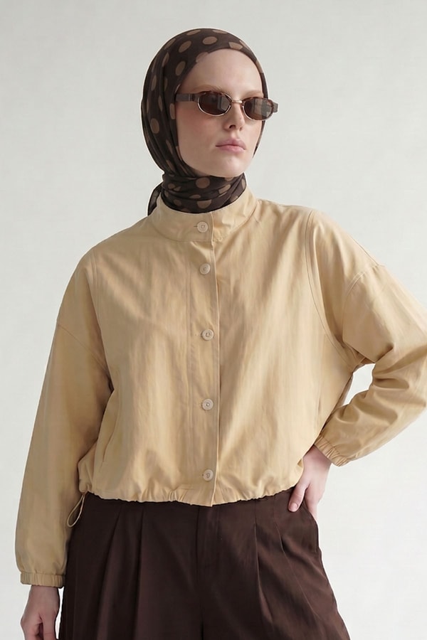LevidorPuantiyeli Twill İpek Eşarp Acı Kahve