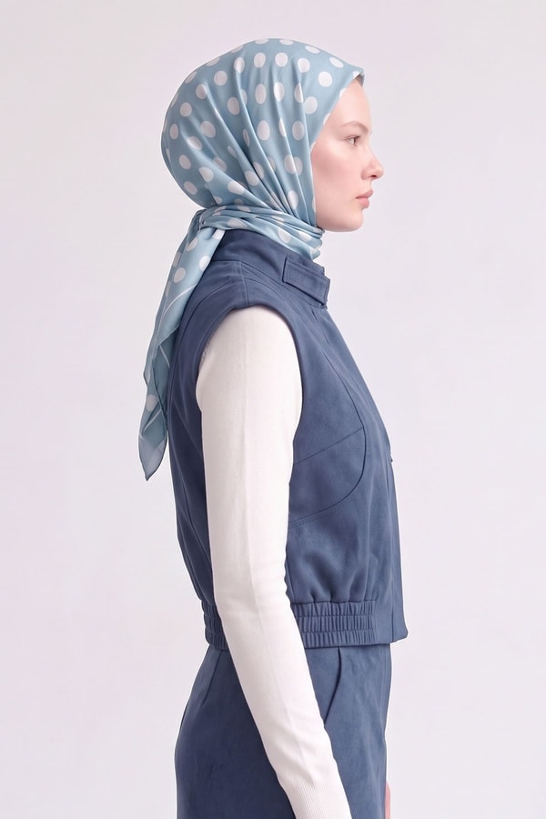 LevidorPuantiyeli Twill İpek Eşarp Bebe Mavisi