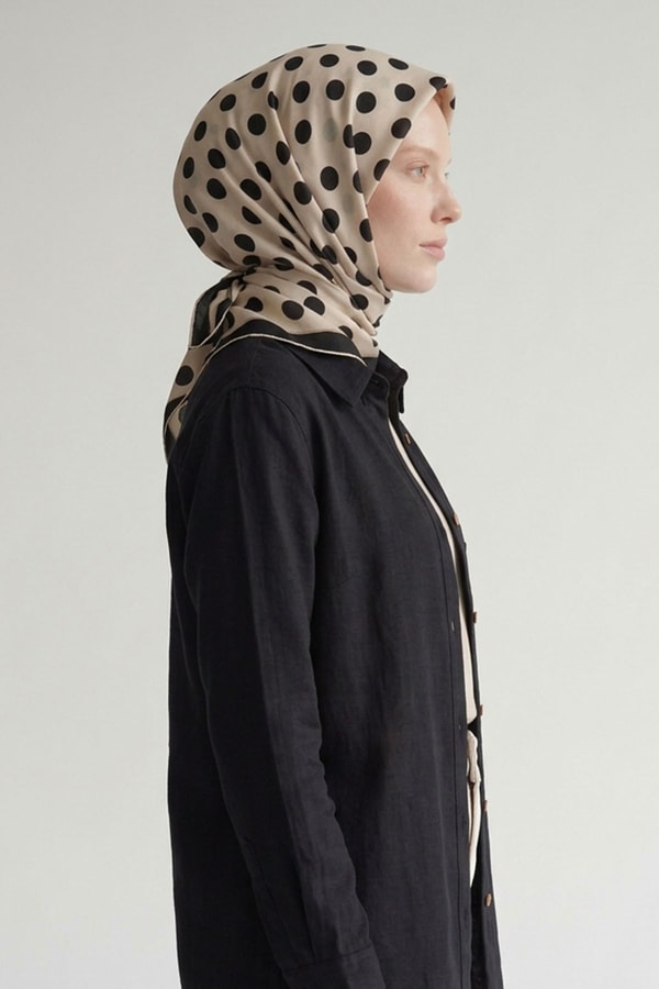 LevidorPuantiyeli Twill İpek Eşarp Ekru