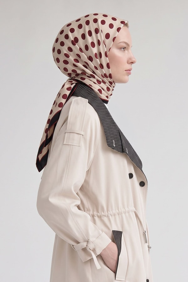 LevidorPuantiyeli Twill İpek Eşarp Kırmızı