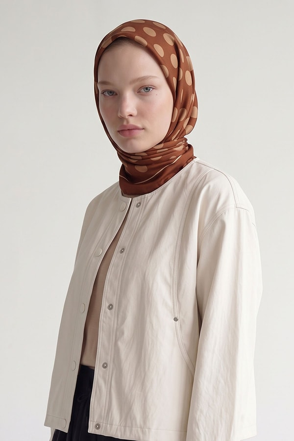 LevidorPuantiyeli Twill İpek Eşarp Kiremit