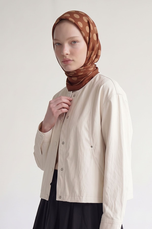 LevidorPuantiyeli Twill İpek Eşarp Kiremit