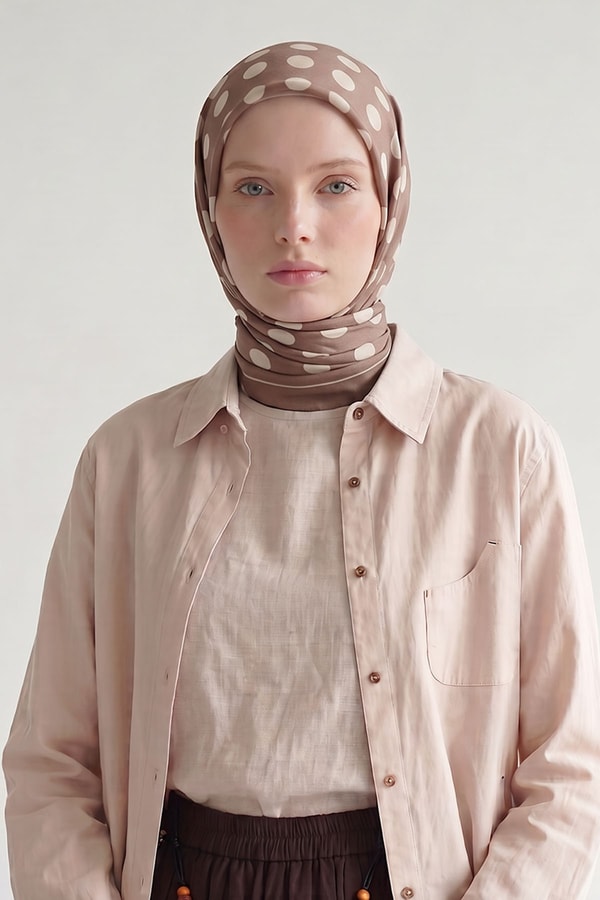 LevidorPuantiyeli Twill İpek Eşarp Latte