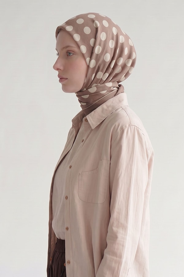LevidorPuantiyeli Twill İpek Eşarp Latte