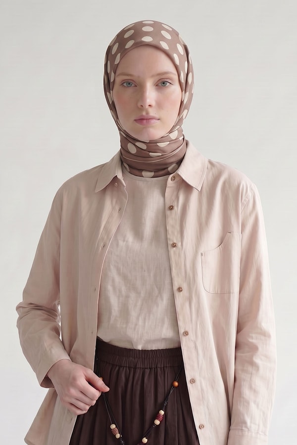 LevidorPuantiyeli Twill İpek Eşarp Latte